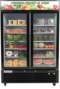 two door fridge with vege