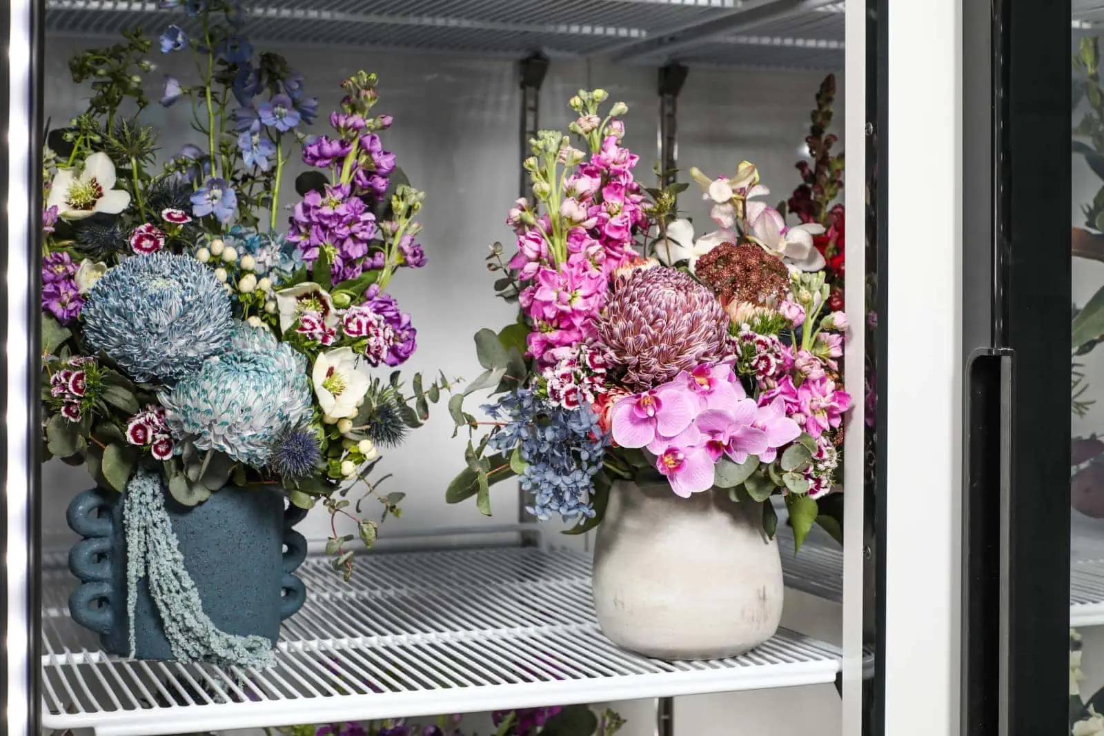 Inside flower display fridge